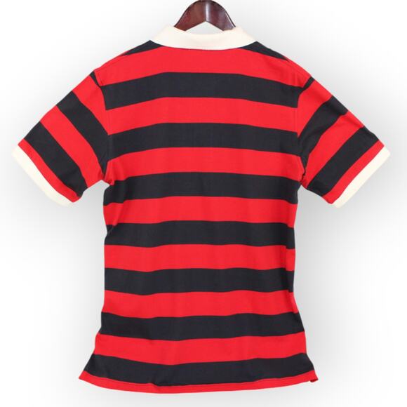 BOAST USA Mens S/S Wide Stripe Polo Red Navy White 100% Peruvian Pima Cotton - Picture 11 of 16